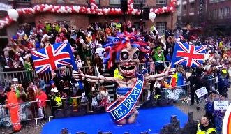 miss brexit skeletal parade float